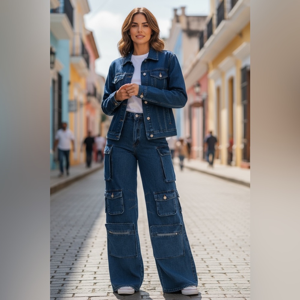 Lily High Waist CargoPants MediumBlue Wash Stylish Denim jeans.
Size 13 regular - Picture 3 of 9